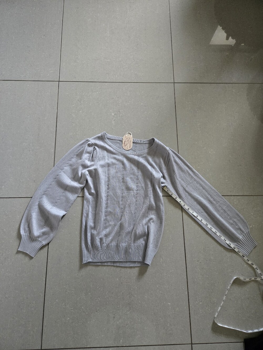 Light Gray Women's Knit Sweater - Classic Crewneck